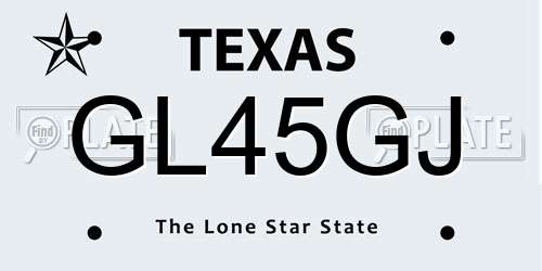 GL45GJ Texas License Plate