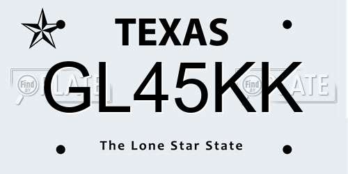 GL45KK Texas License Plate