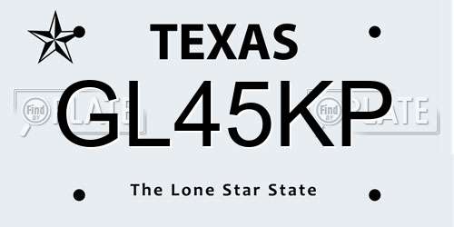GL45KP Texas License Plate