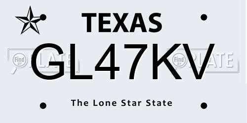 GL47KV Texas License Plate