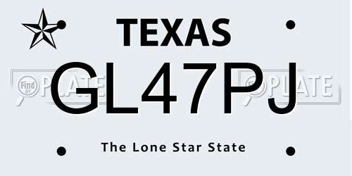 GL47PJ Texas License Plate