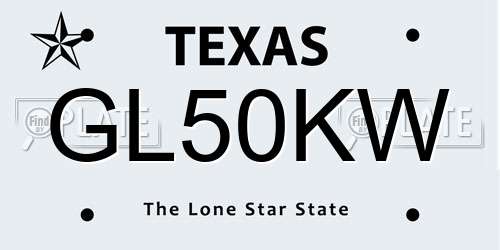 GL50KW Texas License Plate