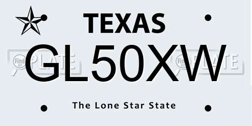 GL50XW Texas License Plate