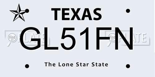 GL51FN Texas License Plate