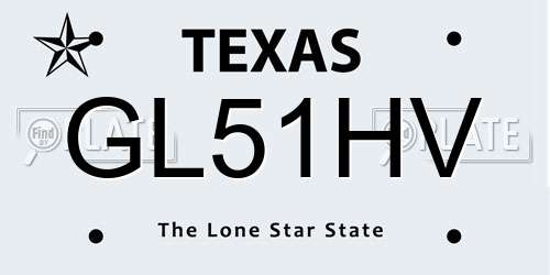 GL51HV Texas License Plate