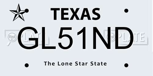 GL51ND Texas License Plate
