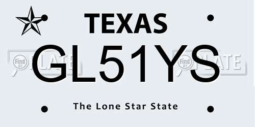 GL51YS Texas License Plate