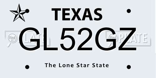 GL52GZ Texas License Plate