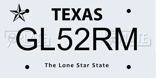 GL52RM Texas License Plate