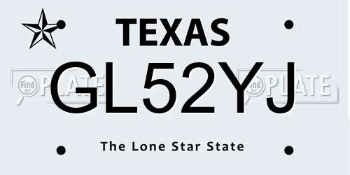 GL52YJ Texas License Plate