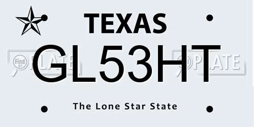 GL53HT Texas License Plate