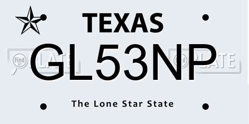 GL53NP Texas License Plate