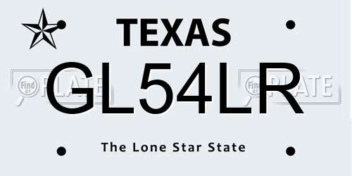 GL54LR Texas License Plate