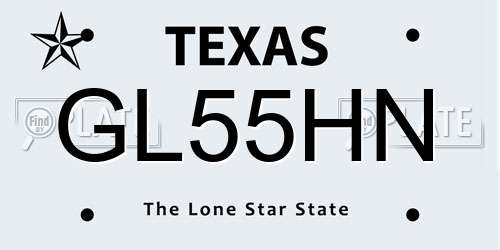GL55HN Texas License Plate