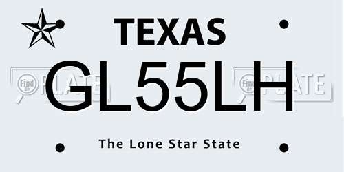 GL55LH Texas License Plate