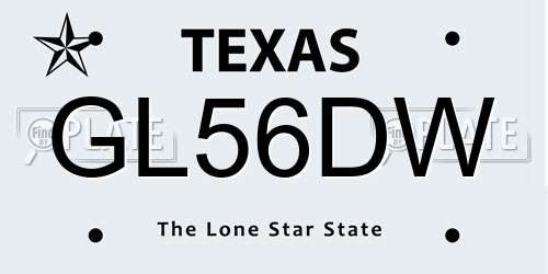 GL56DW Texas License Plate