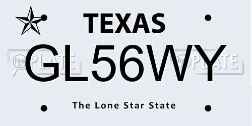 GL56WY Texas License Plate