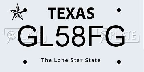GL58FG Texas License Plate