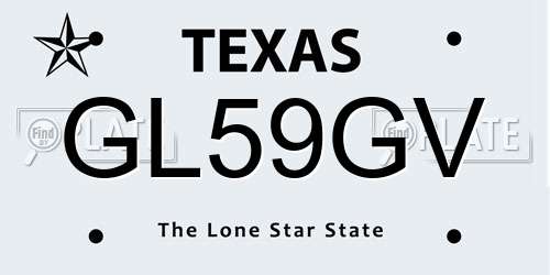 GL59GV Texas License Plate