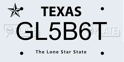 GL5B6T Texas License Plate