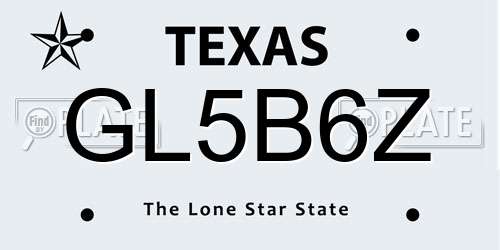 GL5B6Z Texas License Plate