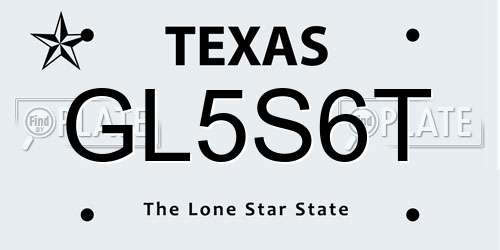 GL5S6T Texas License Plate