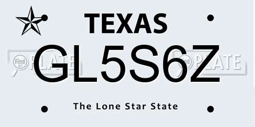 GL5S6Z Texas License Plate