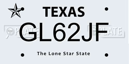 GL62JF Texas License Plate