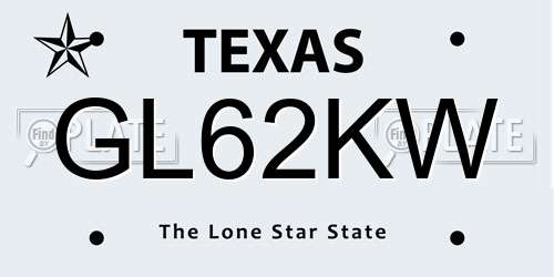 GL62KW Texas License Plate