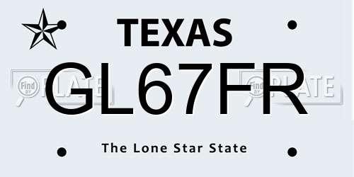 GL67FR Texas License Plate