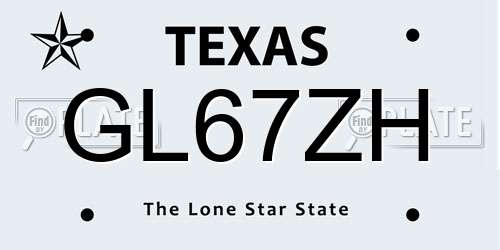 GL67ZH Texas License Plate