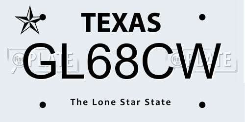 GL68CW Texas License Plate