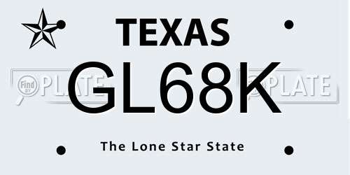 GL68K Texas License Plate