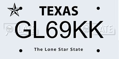 GL69KK Texas License Plate