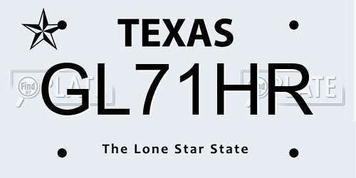 GL71HR Texas License Plate