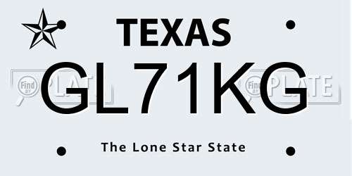 GL71KG Texas License Plate