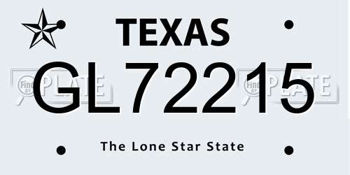 GL72215 Texas License Plate