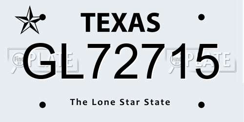GL72715 Texas License Plate