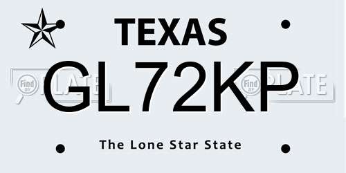GL72KP Texas License Plate