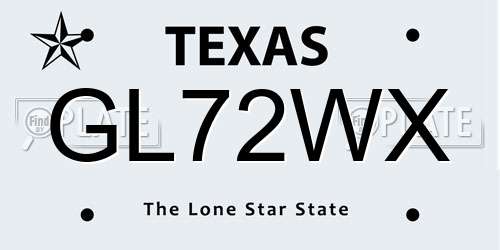 GL72WX Texas License Plate