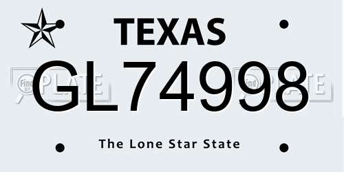 GL74998 Texas License Plate