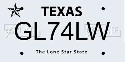 GL74LW Texas License Plate