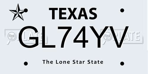 GL74YV Texas License Plate