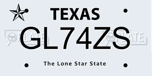 GL74ZS Texas License Plate
