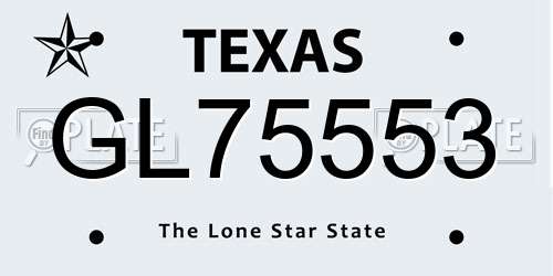 GL75553 Texas License Plate