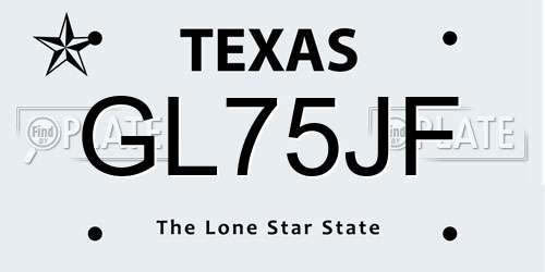GL75JF Texas License Plate