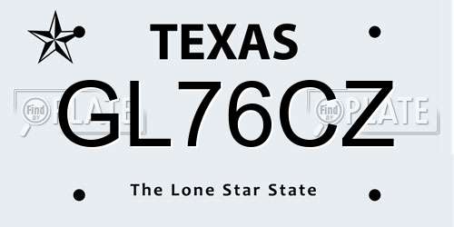 GL76CZ Texas License Plate