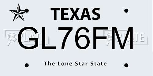 GL76FM Texas License Plate