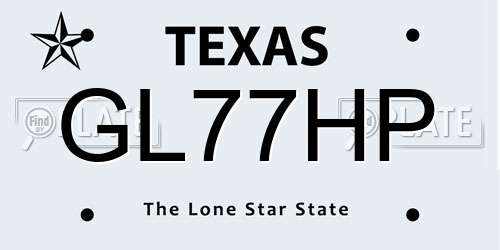 GL77HP Texas License Plate