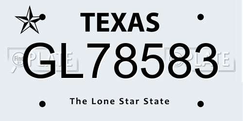 GL78583 Texas License Plate